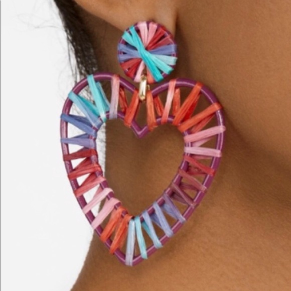 BaubleBar Regina Raffia Heart Earrings - Picture 5 of 6